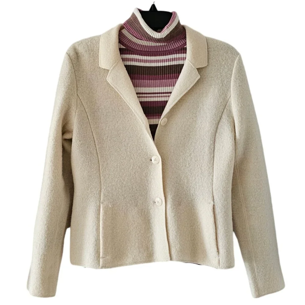 Petite Sophisticate 100% Boiled Wool Jacket | Like New | XSP | Cream - Picture 10 of 16